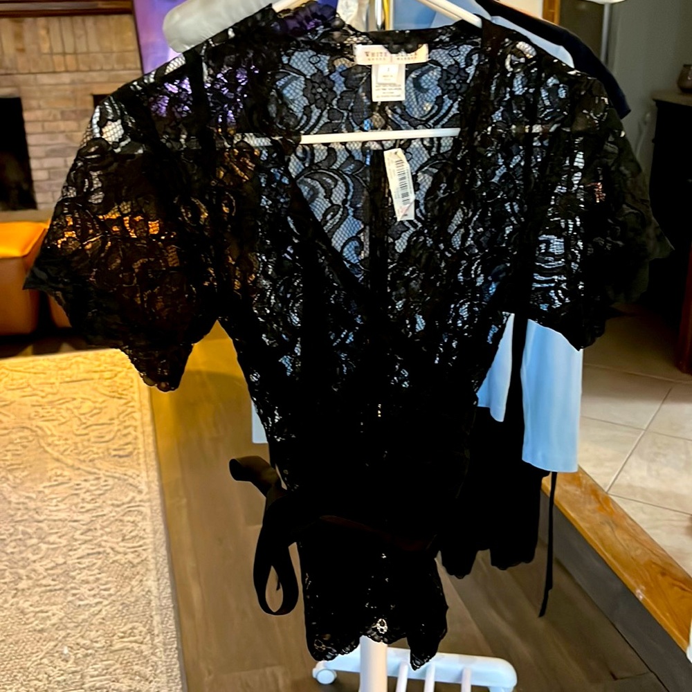 Black and white lace top